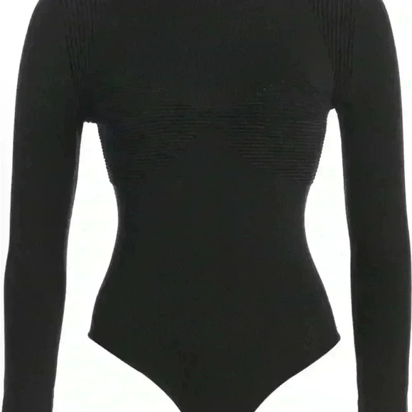 JLUXLABEL Women's XL Black Ribbed Long Sleeve Mock Neck Bodysuit - Picture 2 of 14